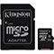 کارت حافظه microSDHC کینگستون کلاس 10 استاندارد UHC-I U1 سرعت 80MBps همراه با آداپتور SD ظرفیت 128 گیگابایت